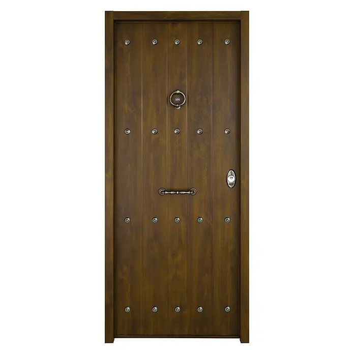 SegureStil Puerta de entrada Acorazada V500CC Serie V Exterior - 90 x 206 cm, Izquierda, Nogal