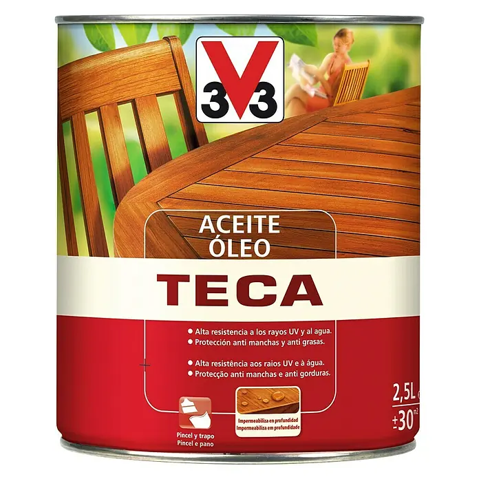 V33 Aceite para teca - 2,5 l, Incoloro