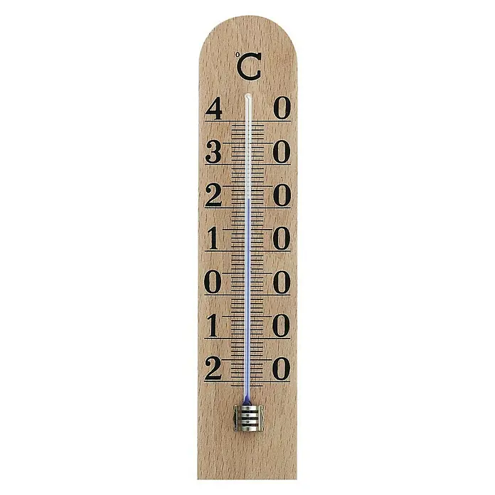 Termómetro para interior madera - An x Al: 5,5 x 25 cm, Marrón