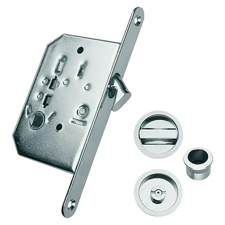 Juego de cerradura de puerta corredera Níquel Satinado