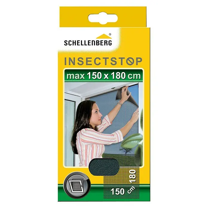 Schellenberg Insect Stop Mosquitera - An x Al: 180 x 150 cm, Color tejido: Antracita, Fijación con abrazadera, Ventana