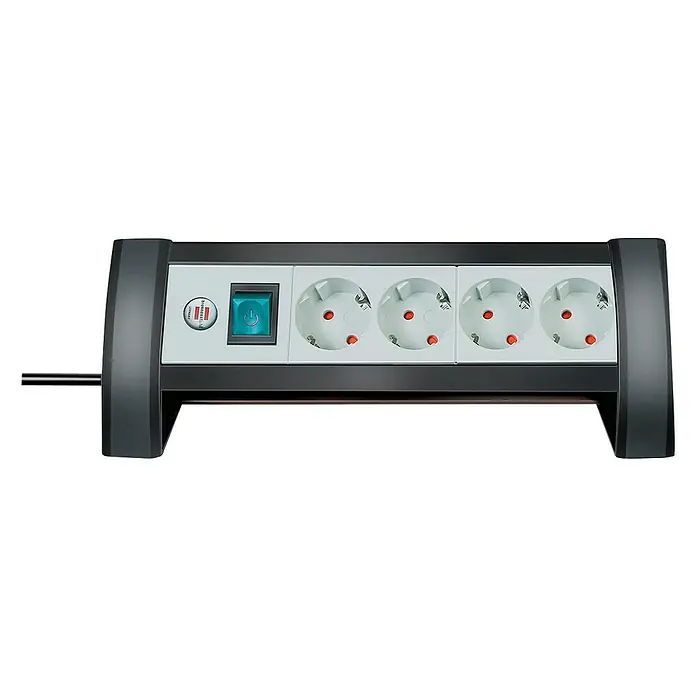 Brennenstuhl Base de enchufe múltiple Office line - Número de enchufes Schuko: 4 ud., Negro/Gris, Longitud del cable: 1,8 m
