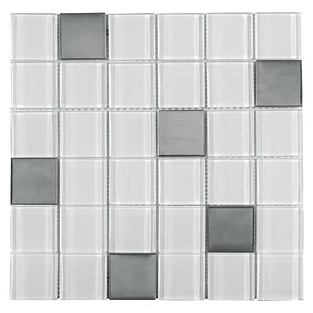 Baldosa de mosaico Nieve Metal