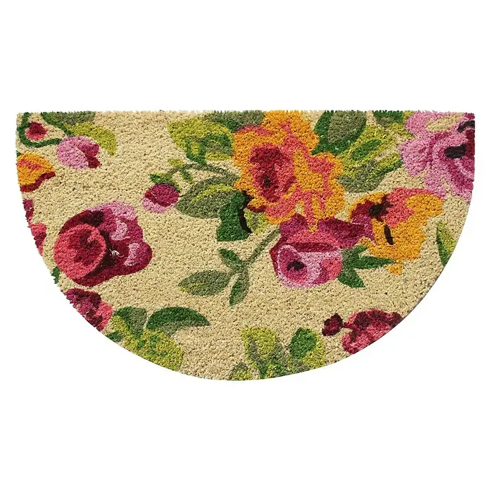 Felpudo de coco Chic - 70 x 40 cm, Semirredondo, Fibra de coco natural y PVC