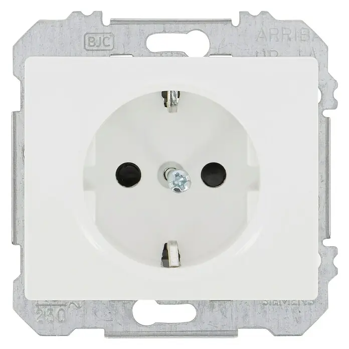 Siemens Delta Iris Enchufe 2 P+TT - Blanco, 1 canal, Aluminio, En pared