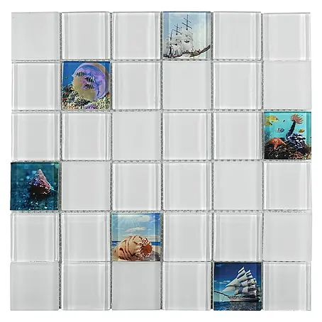 Baldosa de mosaico Nieve Mar