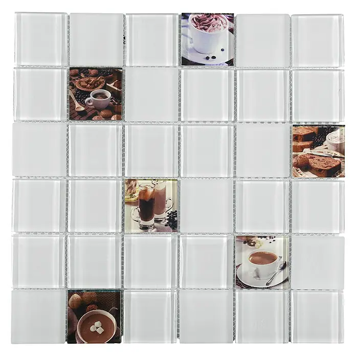 Baldosa de mosaico Nieve Cocina - 30 x 30 cm, Vidrio