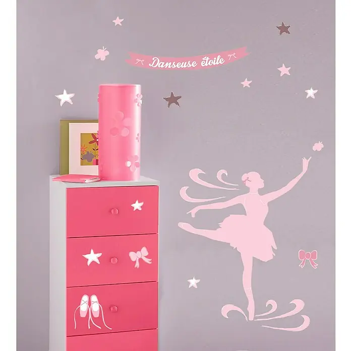 Adhesivos decorativos Bailarina - Bailarinas, Rosa, 68 x 48 cm