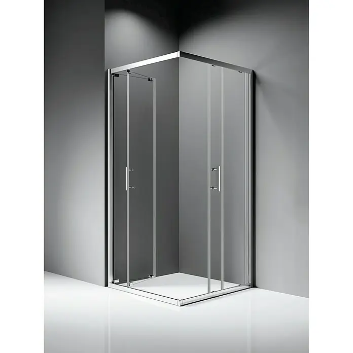 Mampara de ducha esquinera Raisa - L x An x Al: 70 x 100 x 185 cm, 5 mm, Cromo