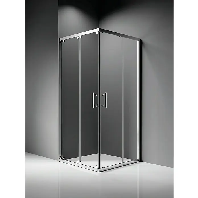 Mampara de ducha esquinera Raisa - L x An x Al: 70 x 100 x 185 cm, 5 mm, Cromo
