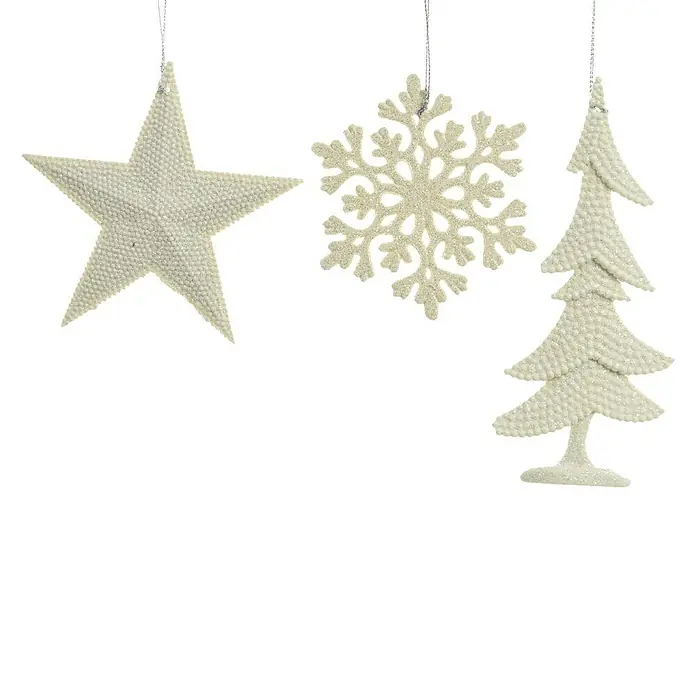 Adornos del árbol de Navidad colgantes - Blanco, Plástico, Cuadrado, 1 ud.