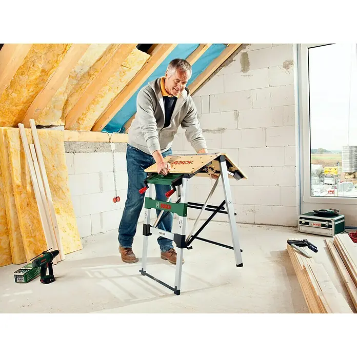 Bosch Spann- & Arbeitstisch PWB 600 - Arbeitshöhe: 834 mm, Arbeitsfläche: 680 x 680 mm - Anwendungsbeispiel