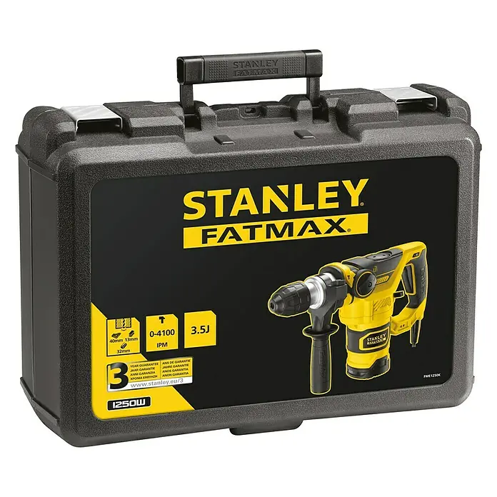 Stanley FatMax Martillo combinado FME1250K-QS - 1.250 W, Energía de percusión: 3,5 J, Número de impactos: 0 /min - 4.100 /min
