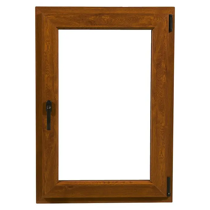 Solid Elements Ventana de PVC 1 hoja practicable-oscilobatiente - 60 x 70 cm, Apertura según normativa: Derecha, Roble oscuro, Sin persiana