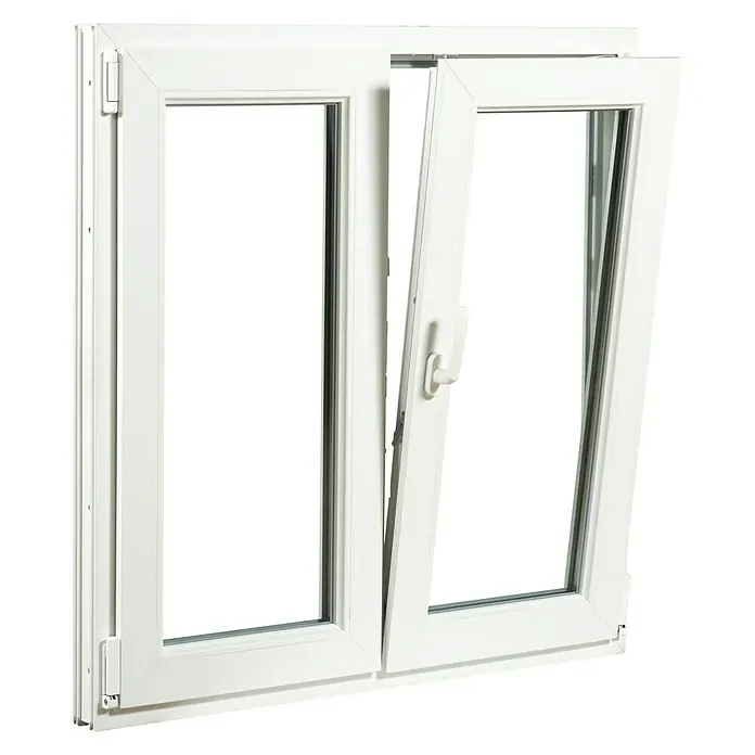 Solid Elements Ventana de PVC 2 hojas practicable-oscilobatiente - 100 x 100 cm, Apertura según normativa: Derecha, Blanco, Sin persiana
