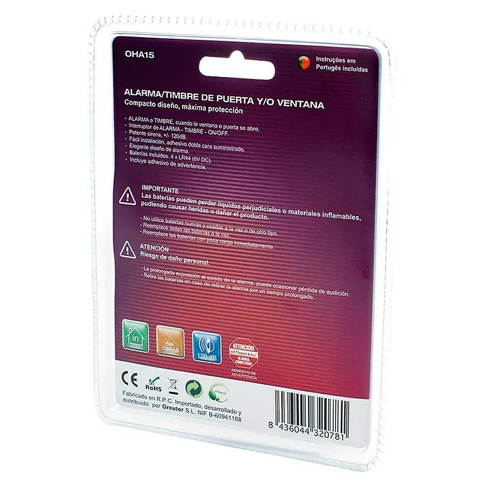 Alarma para ventana y puertas - Blanco, Plástico
