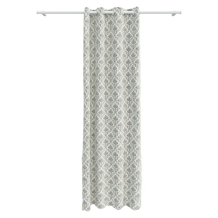 Cortina con ollaos Tanit - 140 x 260 cm, 100% poliéster, Crudo/Gris