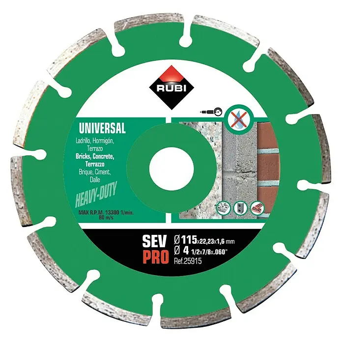 Rubi Disco de corte de diamante SEV - Diámetro disco: 115 mm, Apto para: Materiales de obra