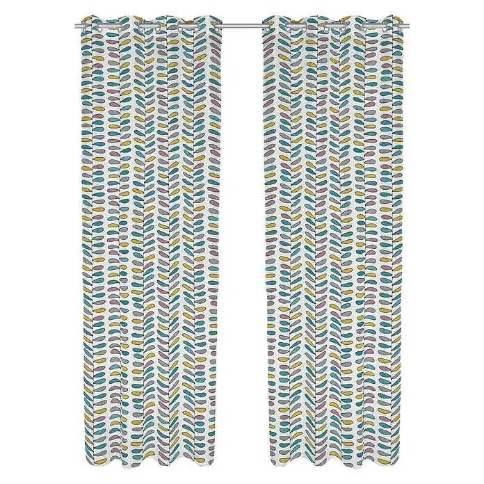 Cortina con ollaos Calabria - 140 x 260 cm, 100% poliéster, Multicolor