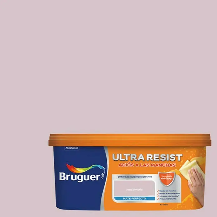 Bruguer Ultra Resist Pintura para paredes - Rosa armonía, 4 l, Mate