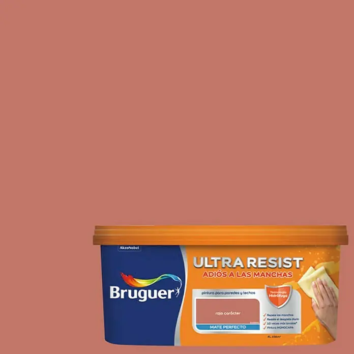 Bruguer Ultra Resist Pintura para paredes - Rojo carácter, 4 l, Mate