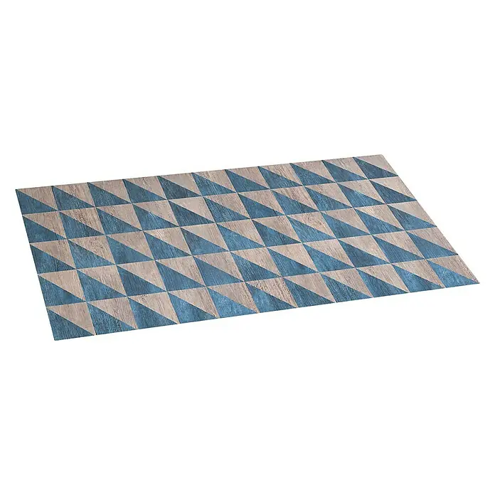 Alfombra de vinilo Wood Geométrica - Azul, 110 x 50 cm, Vinilo