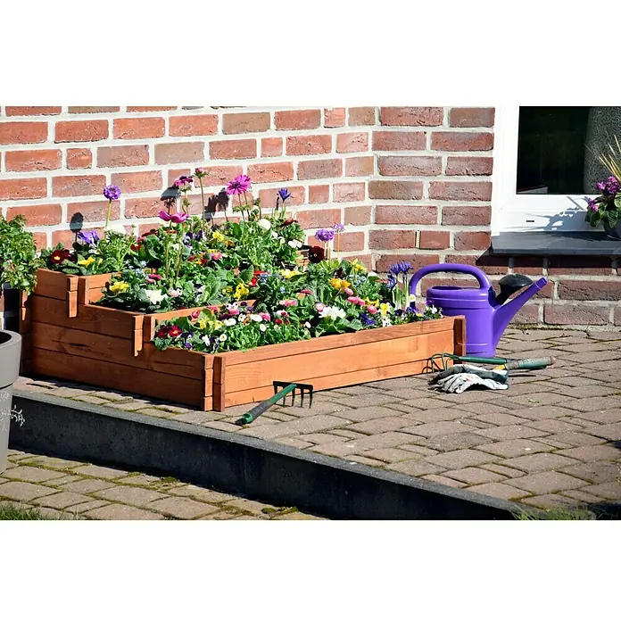 Dobar Blumentreppe Hochbeet - 110 x 88 x 36 cm, Nutzfläche: 0,97 m², Kiefer, Bernstein - Stimmungsaufnahme