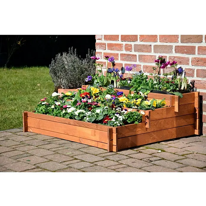 Dobar Blumentreppe Hochbeet - 110 x 88 x 36 cm, Nutzfläche: 0,97 m², Kiefer, Bernstein - Stimmungsaufnahme