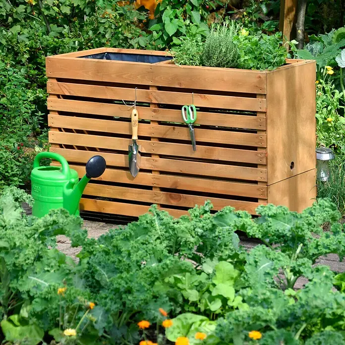 Dobar Hochbeet XL - 115 x 45 x 75 cm, Nutzfläche: 0,52 m², Kiefer, Bernstein - Stimmungsaufnahme