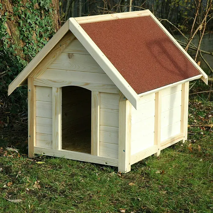 Dobar Hundehütte - Natur, 112 x 97 x 104 cm, Kiefernholz - Vorderansicht