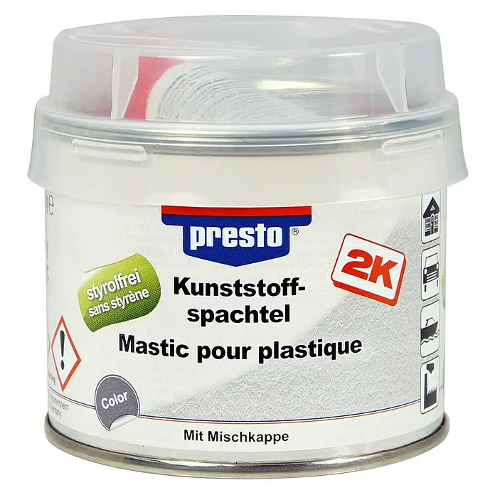 Presto Kunststoffspachtel 2 K - Schwarz, 250 g, Styrolfrei - Vorderansicht