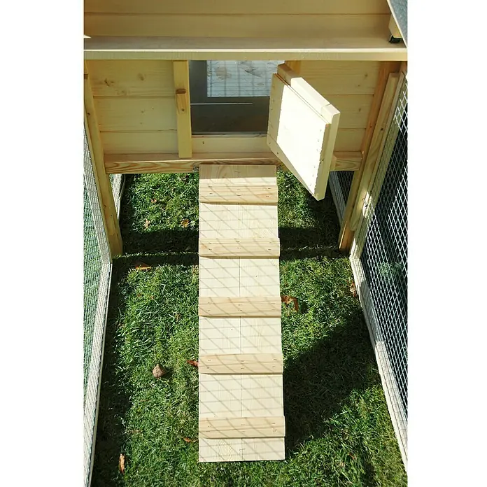 Dobar Kleintierstall Open Sky - 212 x 80 x 109 cm, 115 x 80 x 109 cm (Stall), 99 x 69 x 66 cm (Freigehege), Natur, Kiefernholz - Detailaufnahme