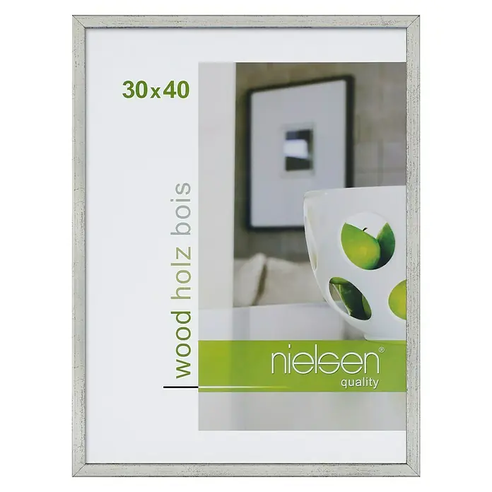 Nielsen Holzwechselrahmen Zoom - Silber, 30 x 40 cm, Holz - Vorderansicht