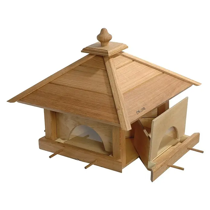 Dobar Vogelhaus Luxus - 46,5 x 46,5 x 36 cm, Natur, Holz - Rechte Seitenansicht