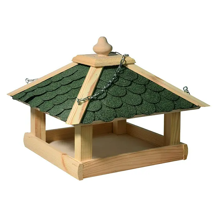 Dobar Vogelhaus - 39 x 39 x 30 cm, Natur/Grün, Holz - Vorderansicht