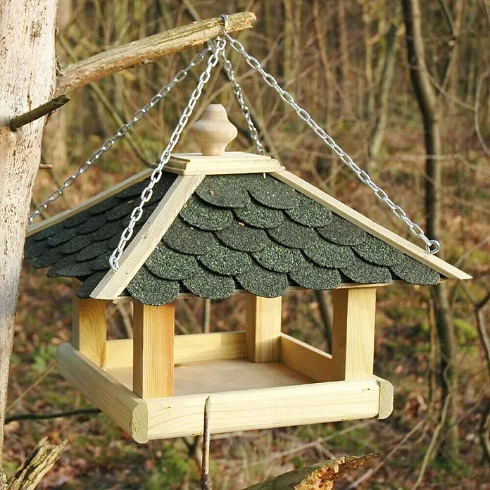 Dobar Vogelhaus - 39 x 39 x 30 cm, Natur/Grün, Holz - Stimmungsaufnahme