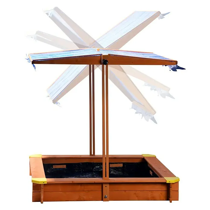 Dobar Sandkasten - 117 x 117 x 117 cm, Holz, Höhenverstellbares Dach