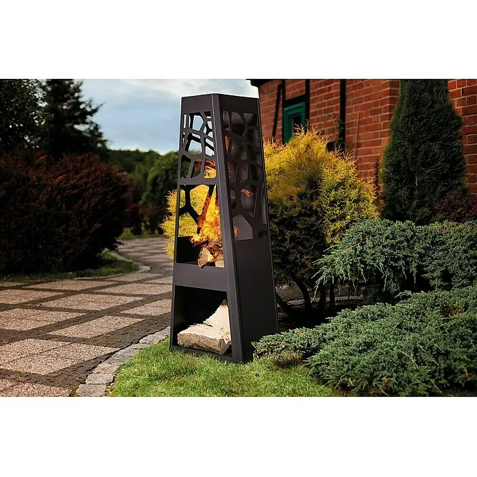 Dobar Gartenkamin - 48 x 30,5 x 124 cm, Stahl, Matt - Stimmungsaufnahme