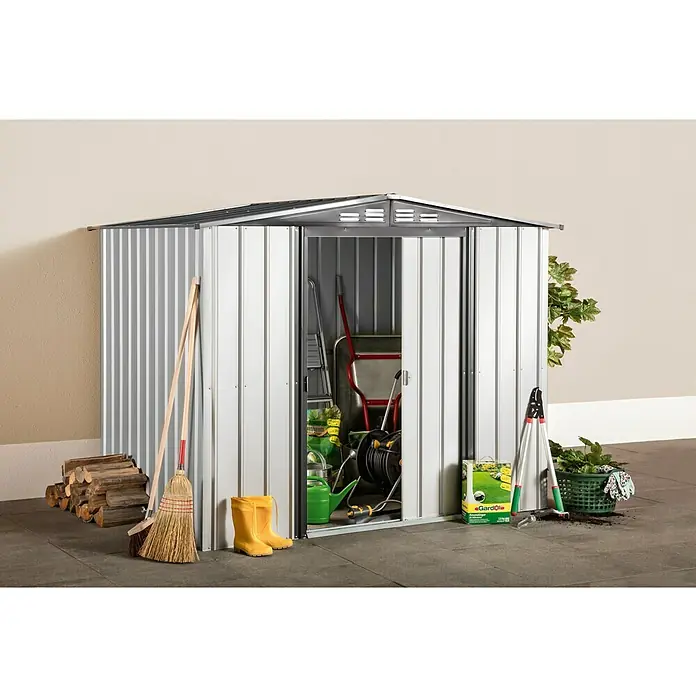 Caseta para jardín - 1,88 x 2,45 m, Acero, Plateado, Gris antracita