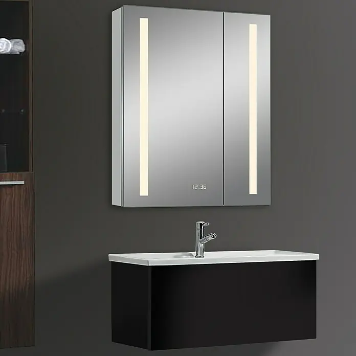 DSK LED-Spiegelschrank Aluminio Sun - B x H: 60 x 70 cm, Mit Beleuchtung, Aluminium