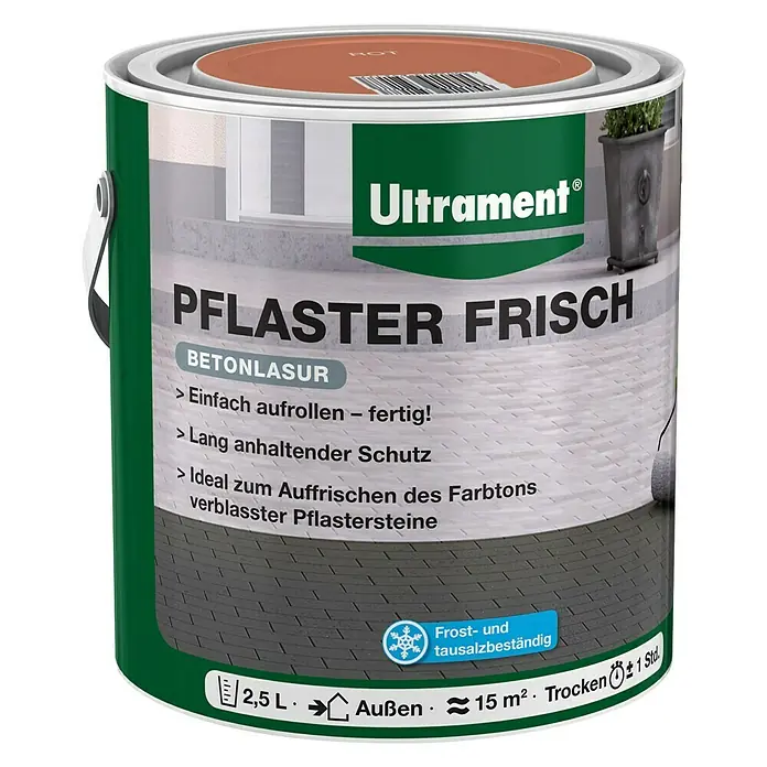 Ultrament Betonlasur Pflaster Frisch - Rot, 2,5 l - Vorderansicht