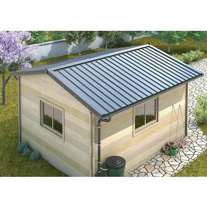 Sarei Piccolo Dachblech Fassadenblech - 118 cm x 58,5 cm x 0,7 mm, Anthrazit - Anwendungsbeispiel