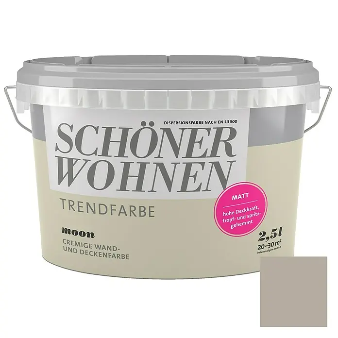 SCHÖNER WOHNEN-Farbe Wandfarbe Trendfarbe - Moon, 2,5 l, Matt, Konservierungsmittelfrei