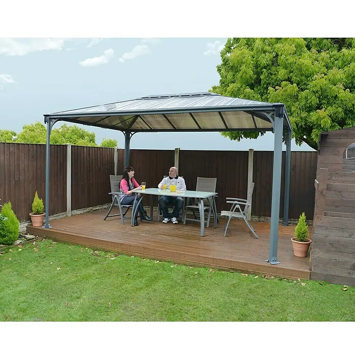 Palram – Canopia Pavillon Martinique 4300 - L x B: 430 x 295 cm, Bronze - Vorderansicht