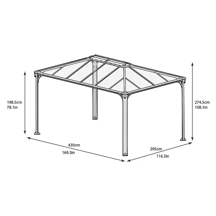 Palram – Canopia Pavillon Martinique 4300 - L x B: 430 x 295 cm, Bronze