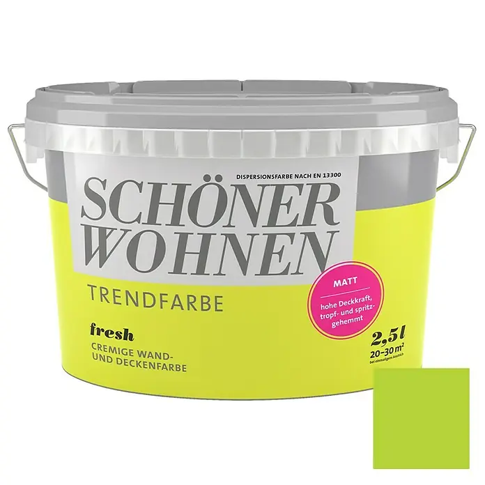 SCHÖNER WOHNEN-Farbe Wandfarbe Trendfarbe - Fresh, 2,5 l, Matt, Konservierungsmittelfrei