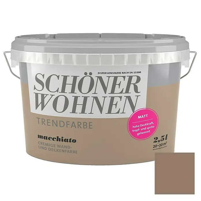 SCHÖNER WOHNEN-Farbe Wandfarbe Trendfarbe - Macchiato, 2,5 l, Matt, Konservierungsmittelfrei