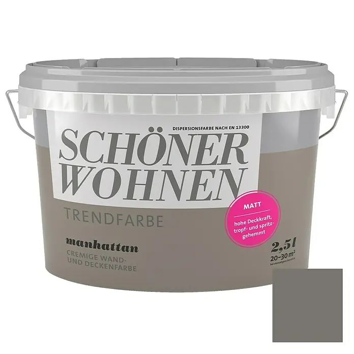 SCHÖNER WOHNEN-Farbe Wandfarbe Trendfarbe - Manhattan, 2,5 l, Matt, Konservierungsmittelfrei