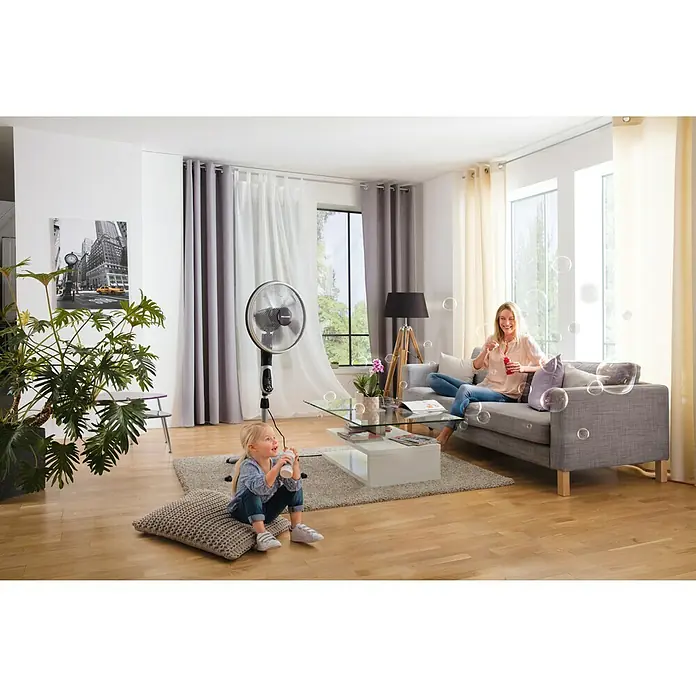 Proklima Stajaći ventilator - Srebrna-crna, Visina: 148 cm, 55 W