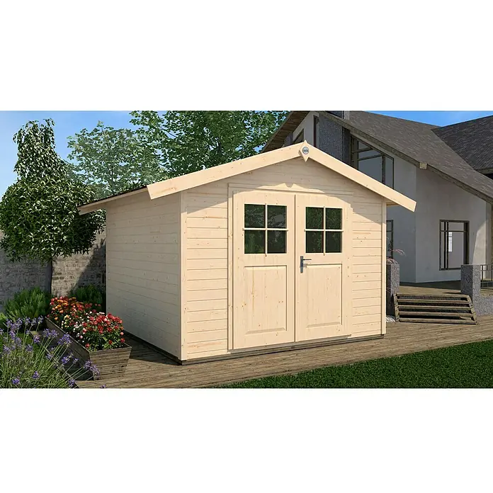 Weka Gerätehaus Mannheim - 285 x 274 cm, Holz, Natur - Stimmungsaufnahme